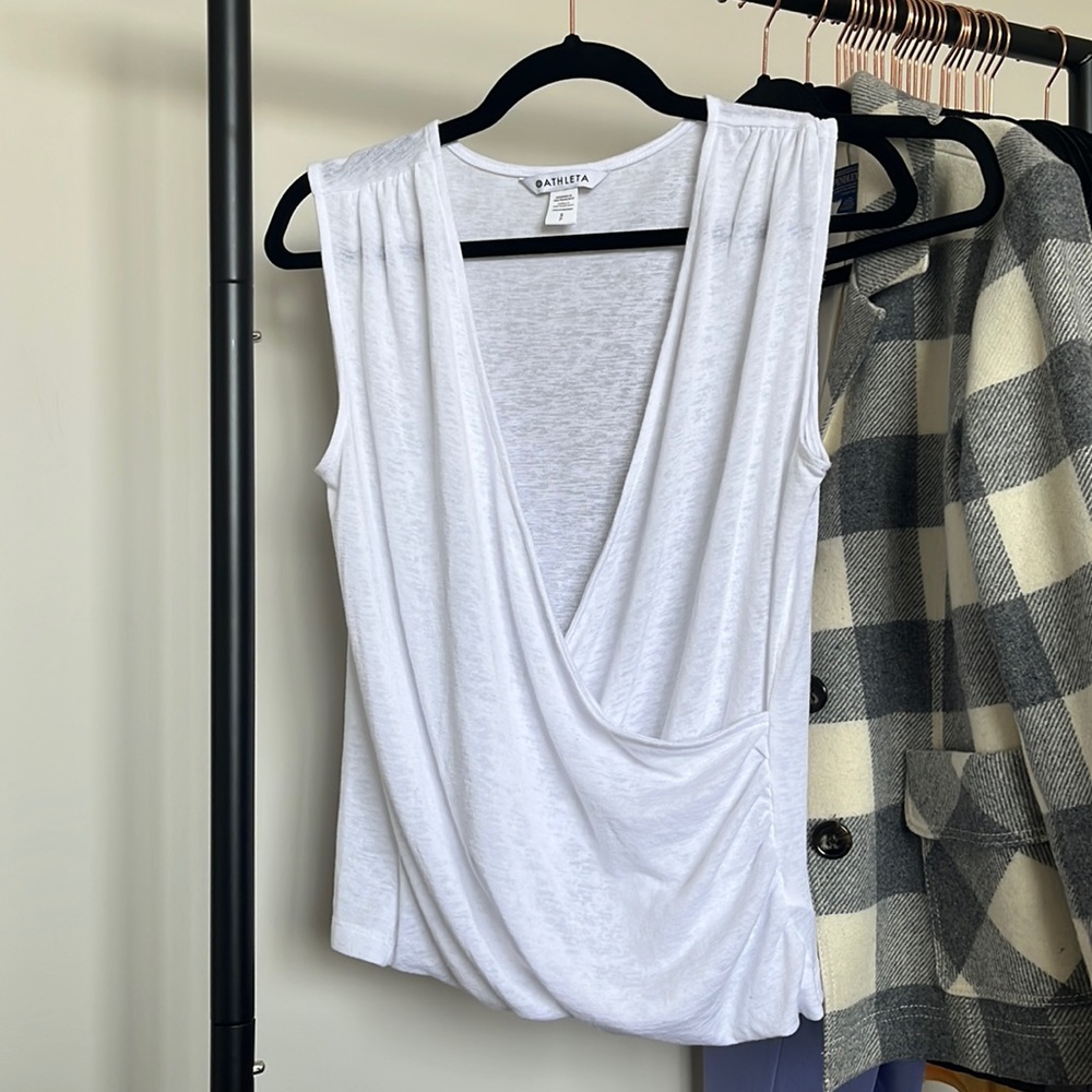 White Sleeveless Drape Top